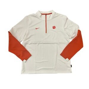 Nike Clemson Tigers Football On Field Quarter Zip Coach Jacket Men's Large White
